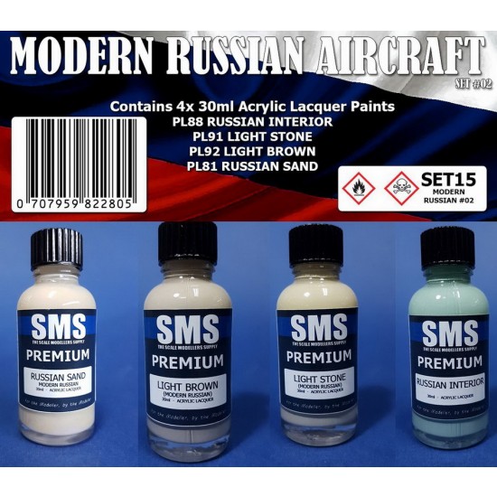 Acrylic Lacquer Paint Set - Modern Russian Aircraft #02 (4x 30ml)