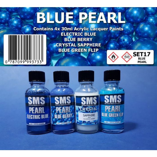 Acrylic Lacquer Paint Set - Blue Pearl (4x 30ml) The Scale Modellers ...