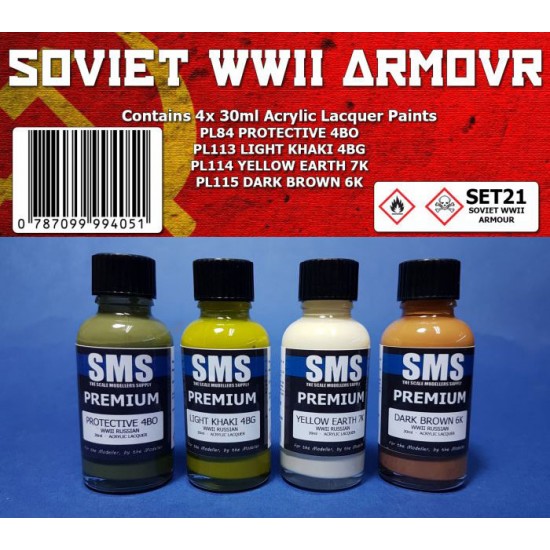 Acrylic Lacquer Paint Set - WWII Soviet Armour Colour (4x 30ml)