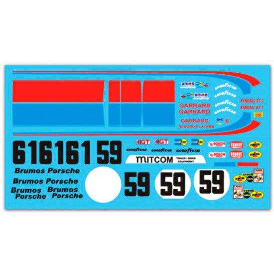 Brumos Sticker Decals for 1/24 Porsche 911 Carrera RSR 2.8 / 934 / 5 Brumos Scale ...