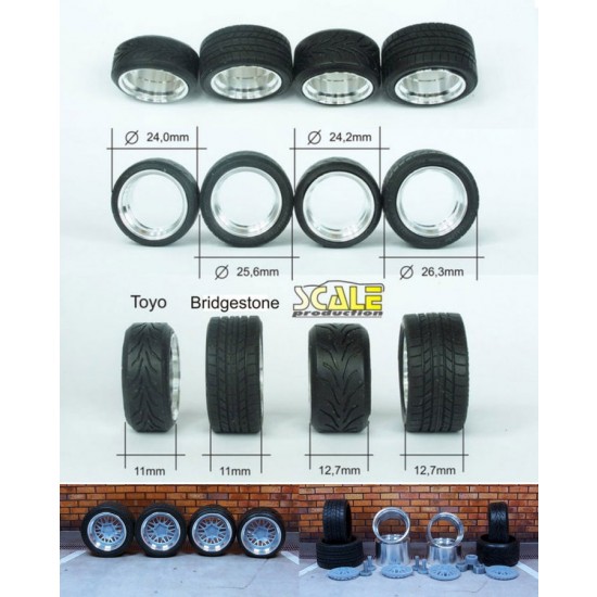 1/24 1/25 17" BBS E26 Wheels #1 with Toyo Stetch Wall Tyres