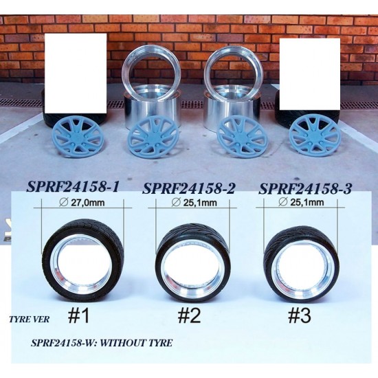 1/24 1/25 18" Fifteen 52 Outlaw 001 "Concave" Wheels #2 with Toyos Stretch Tyres