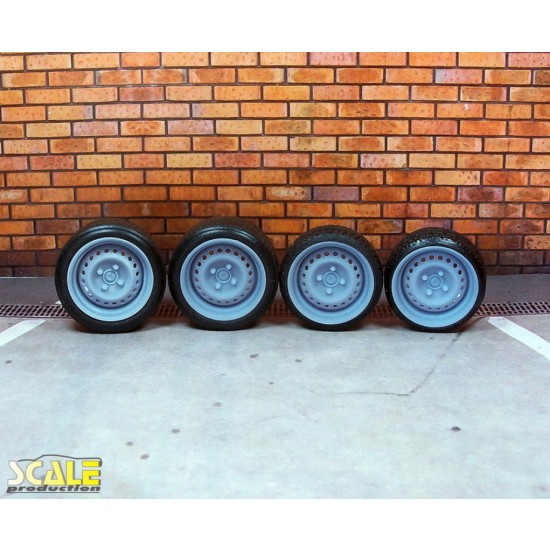 1/24 1/25 16" Steel Wheels 4bolt Wheels w/Low Profile Tyres