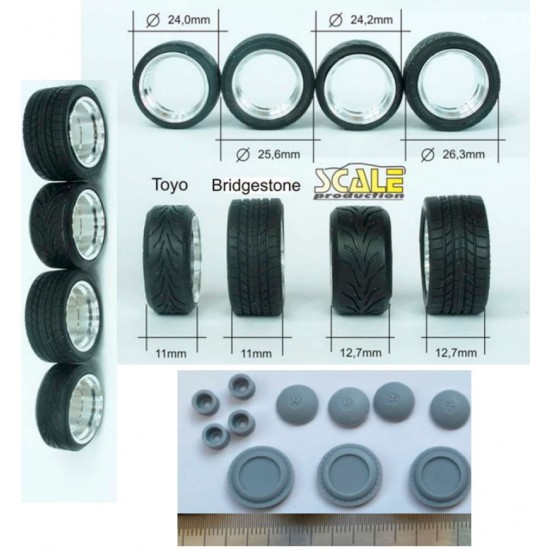 1/24 1/25 17" Smoothies (VW Beetle) Wheels #2 with Toyo Stretch Wall Tyres