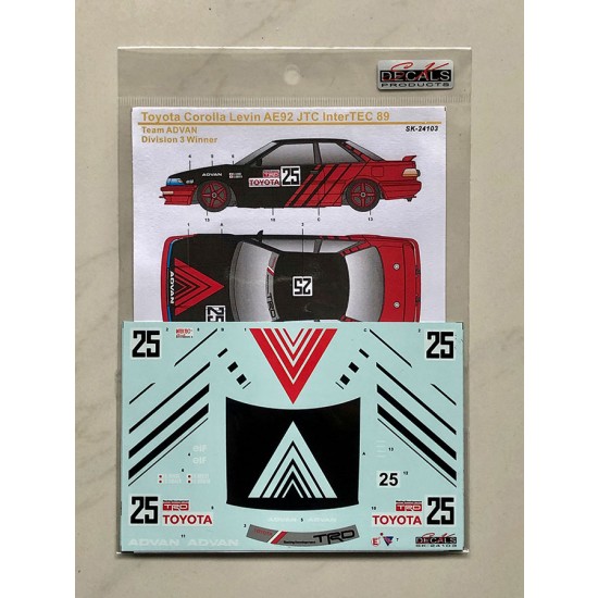 1/24 Toyota Corolla Levin AE92 Gr.A JTC 89 Team ADVAN Decal