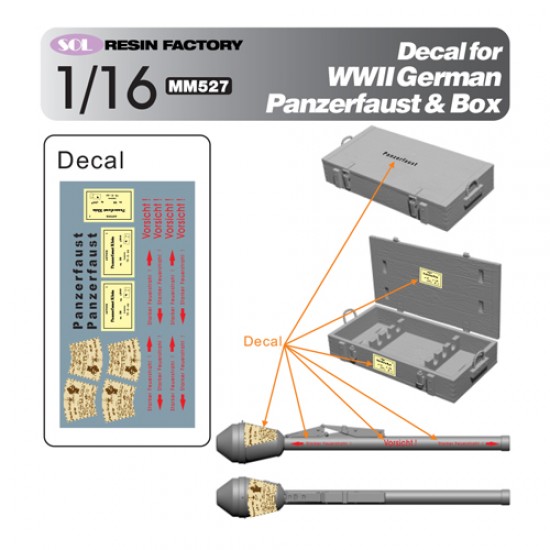 Decal for 1/16 WWII German Panzerfaust & Box