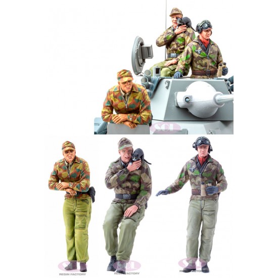 1/35 Scale Resin Kit – 4 German SS Soldiers With Accessories, Unassembled Unpainted