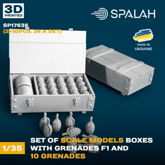 1/35 Boxes with Grenades F1 (2pcs) and 10 Grenades