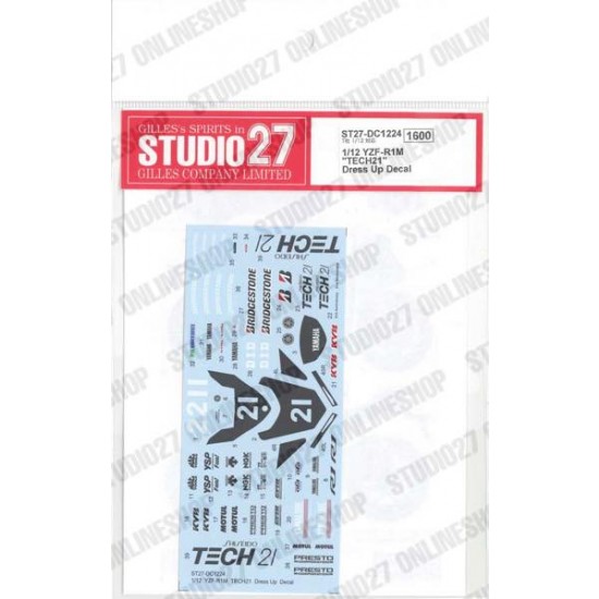 1/12 YZF-R1M TECH21 Dress Up Decal for Tamiya kits