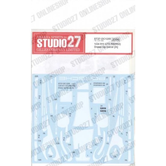 1/24 Porsche 911 GT3 RS (992) Dress Up Decal A for Tamiya kits