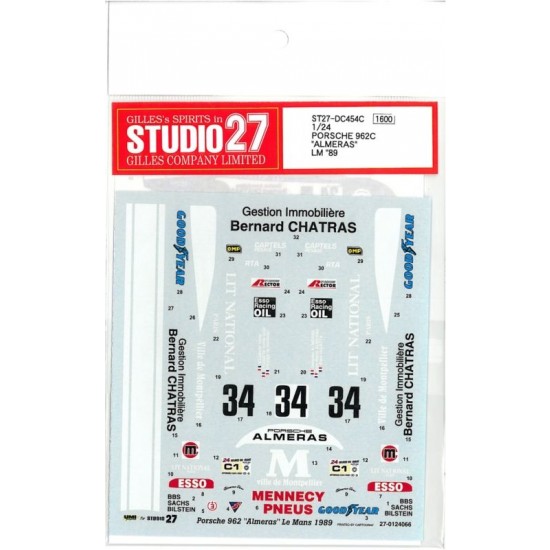 1/24 Porsche 962C "Almeras" 1989 LM (LeMans) Decals
