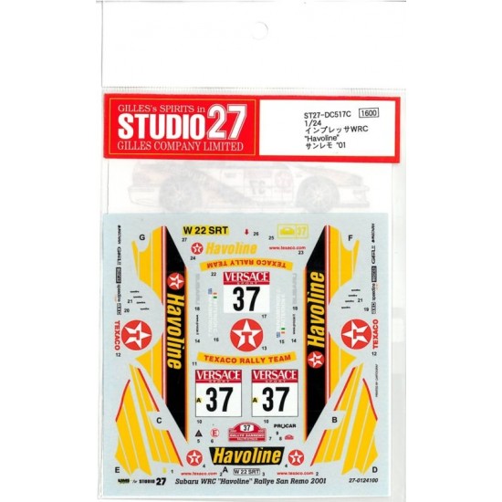 1/24 Subaru Impreza WRC "Havoline" Sanremo 2001 Decals 