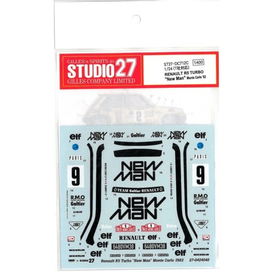 1/24 Renault R5 Turbo New Man Monte Carlo 1982 Decals for Tamiya kit