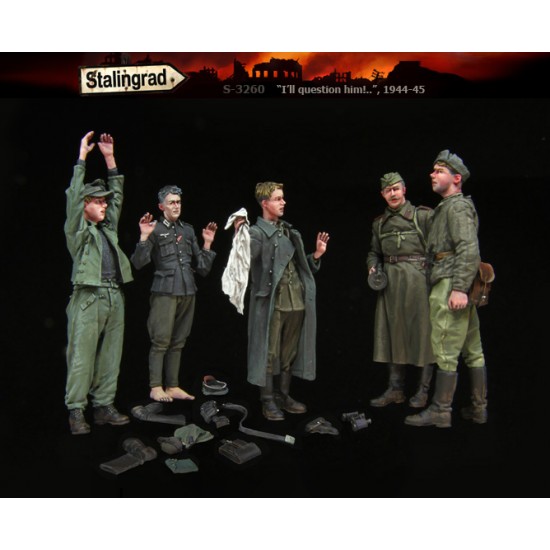 1/35 WWII German POWs & Soviet Soldiers "I'll question him!" 1944-45 (5 figures & acc)