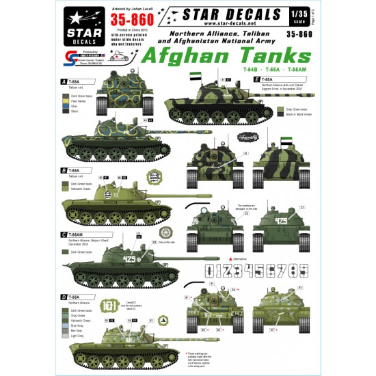 1/35 Decals for Northern Alliance/Taliban/Afghanistan National Army Afghan Tanks