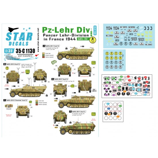 Decals for 1/35 Panzer-Lehr Division #3 - Pz-Lehr in France 1944 SdKfz 251