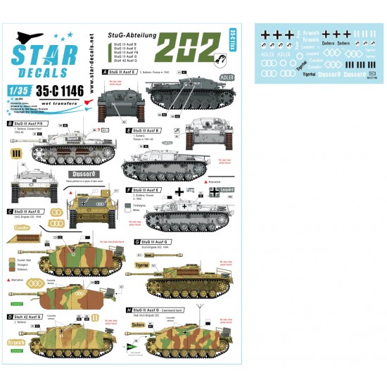 Decals for 1/35 StuG-Abt 202 - StuG III Ausf B/E/F8/G & StuH 42