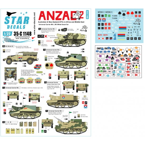 Decals for 1/35 ANZAC #2 - Australian & NZ Carriers, Scout Cars in Mid-East and Africa
