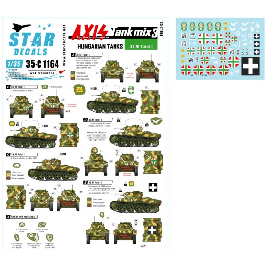 Decals for 1/35 Axis Mix #3 - WWII Hungarian Tanks 38.M Told I