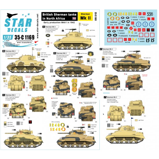 Decals for 1/35 Sherman Mk II in 1942 - British Sherman Tanks in North Africa