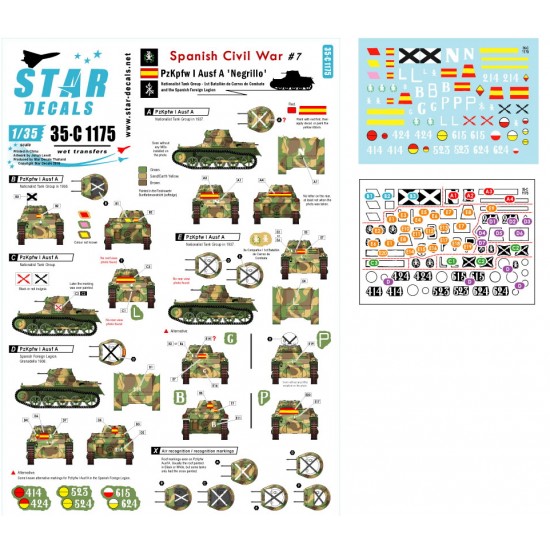 Decals for 1/35 Spanish Civil War #7 PzKpfw I Ausf A Negrillo Nationalist Markings