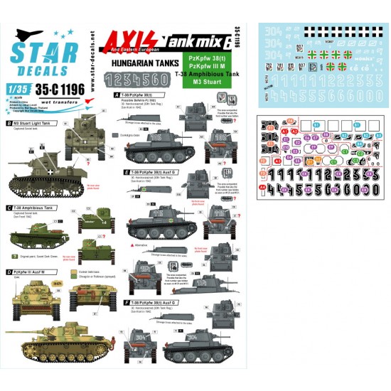 Decals for 1/35 Axis & East European #6 Hungarian Tanks in WWII Mixed Tanks
