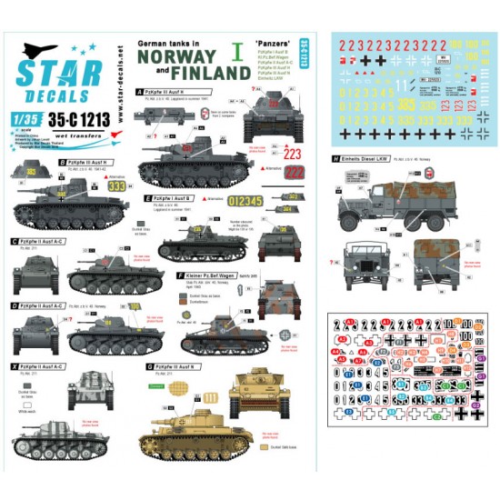 Decals for 1/35 German Tanks in Norway & Finland #I: Pz I B, Kl.Pz-Bef. Wg I, Pz II C 