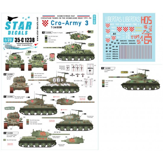 Decals for 1/35 Cro-Army Vol.3. Croatian T-34/85 Tanks