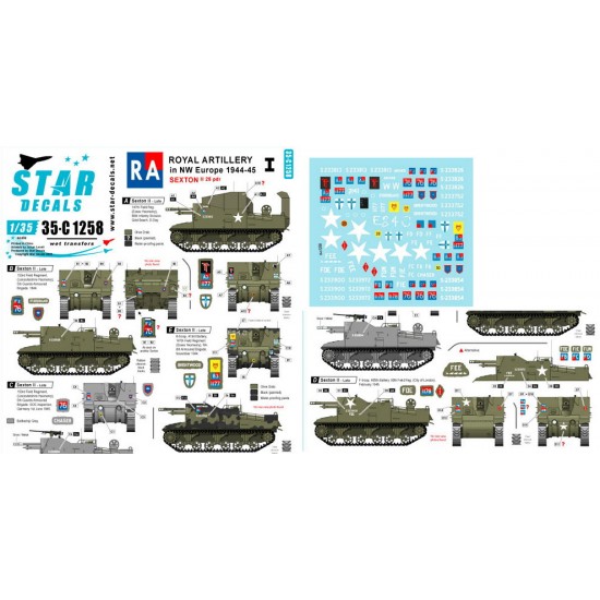 Decals for 1/35 Royal Artillery # 1. Sexton 25 pnd in NW Europe.