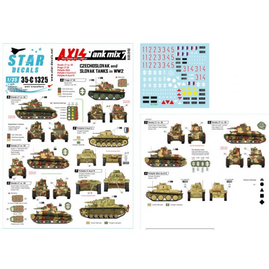 Decals for 1/35 Axis Tank Mix # 7. WWII Czechoslovak & Slovak Tanks