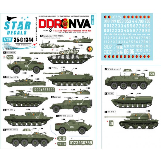 Decal for 1/35 DDR-NVA #3. East Germany - T-72 & AFVs 60-80s Smaller Numbers, Insignia