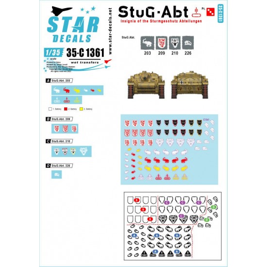 Decals for 1/35 StuG-Abt #3 Generic Insignia and Unit Markings for the Sturmgeschutz