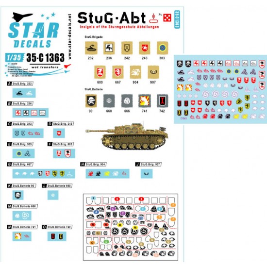 Decals for 1/35 StuG-Abt #5 Generic Insignia and Unit Markings for the Sturmgeschutz