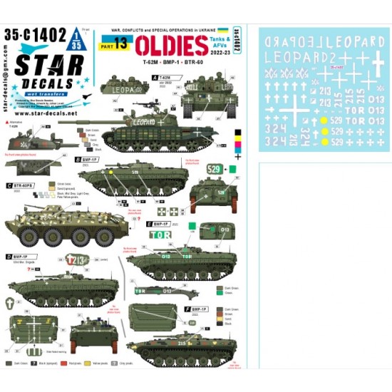 Decals for 1/35 War in Ukraine # 13. Ukrainian T-62M, BTR-60BP, BMP-1