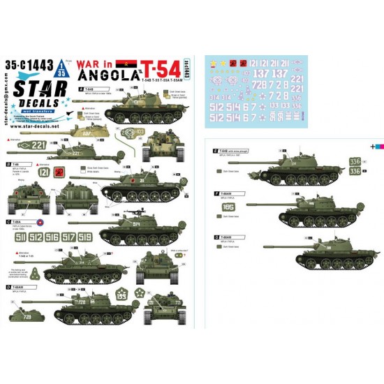 1/35 War in Angola Decal #2 - T-54/T-55. MPLA/FAPLA and Cuban Forces in ...