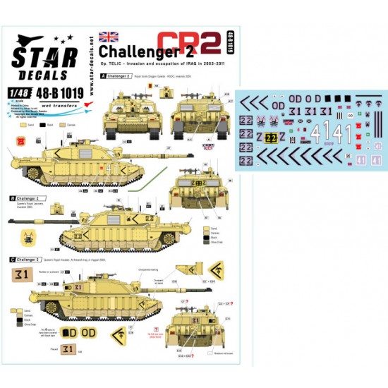 Decals for 1/48 Challenger 2 - CR2 Op.Telic - Invasion and occupation of Iraq 2003-2011