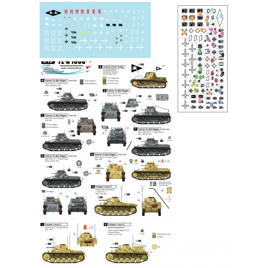 Decals for 1/72 Befehlspanzer #1 Kl.Bef.PzKpfw I, PzKpfw II & Beobachtungspanzer II