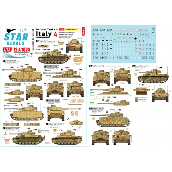 Decals for 1/72 German Tanks in Italy #4. Pz III Flame-tank, Pz-Beob.Wg. III 