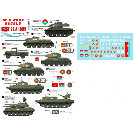 Decals for 1/72 Vietnam Vol.5 - NVA North Vietnamese Tanks & AFVs