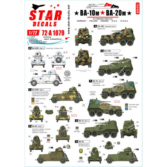 1/72 BA-10M/20M Armoured Cars in Foreign service. Germany, Sweden, Finland, ROA, RONA