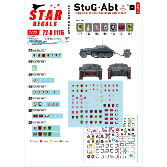 Decals for 1/72 StuG-Abt #1 Generic Insignia and Unit Markings for the Sturmgeschutz