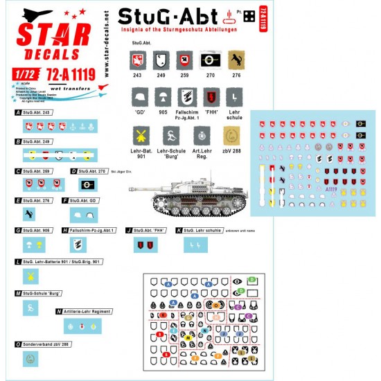 Decals for 1/72 StuG-Abt #4 Generic Insignia and Unit Markings for the Sturmgeschutz