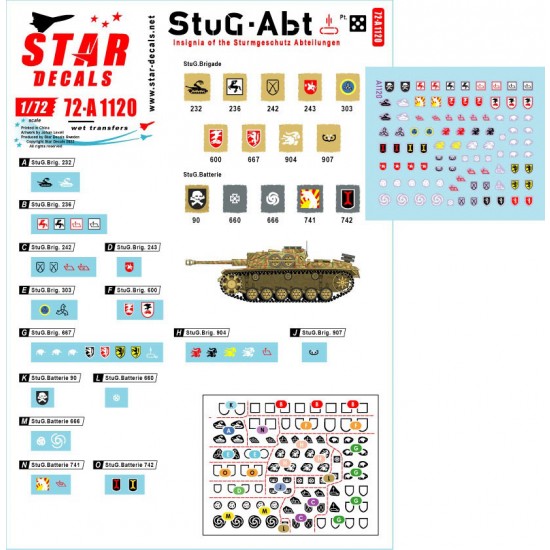 Decals for 1/72 StuG-Abt #5 Generic Insignia and Unit Markings for the Sturmgeschutz