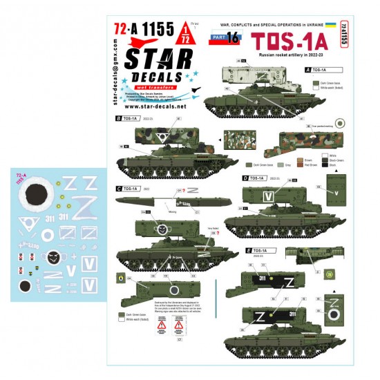 1/72 TOS-1A Rocket Artillery Decals - Russian Forces, War in Ukraine ...