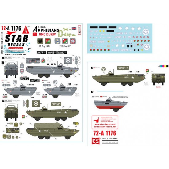 1/72 D-Day DUKW British Amphibians Decal #1. 50 Coy (GT) and 299 Coy ...