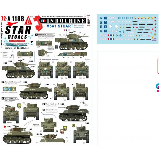 1/35 Indochine Decal #4 - French M5A1 Stuart Early and Late Turrets ...