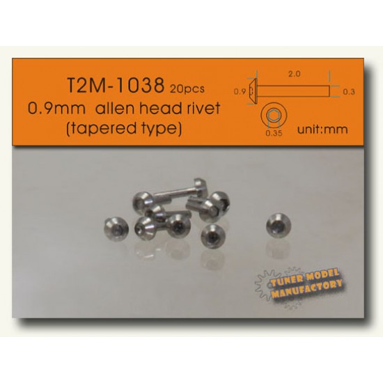 0.9mm Tapered Type Allen Head Rivets (20pcs)
