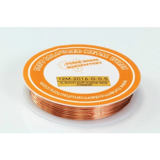 Soft Metallic Coloured Metal Wire - Copper (Diameter: 0.5mm, Length: over 2.5m)