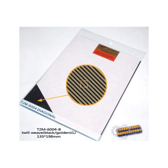 Twill Weave Carbon Fiber (L) Golden/Black (Size: 135mm x 198mm)
