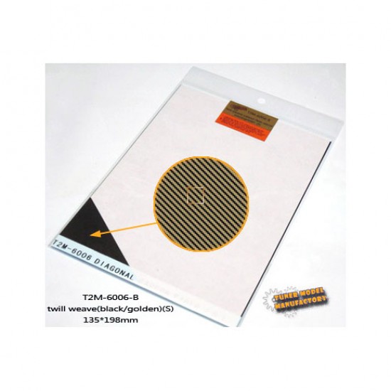 Twill Weave Carbon Fiber (S) Golden/Black (Size: 135mm x 198mm)